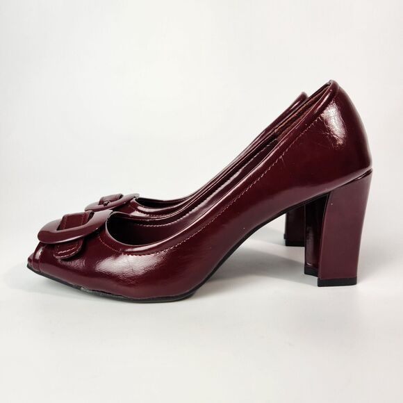 Old Money Heels Womens 6 Career Wear Open Toe Feminine Pin Up Rockabilly Retro - Picture 4 of 14